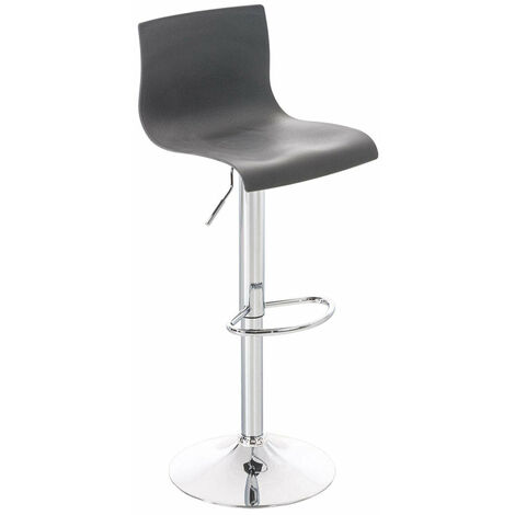 Tabouret de bar avec repose-pieds plastique gris piètement trompette 100001331