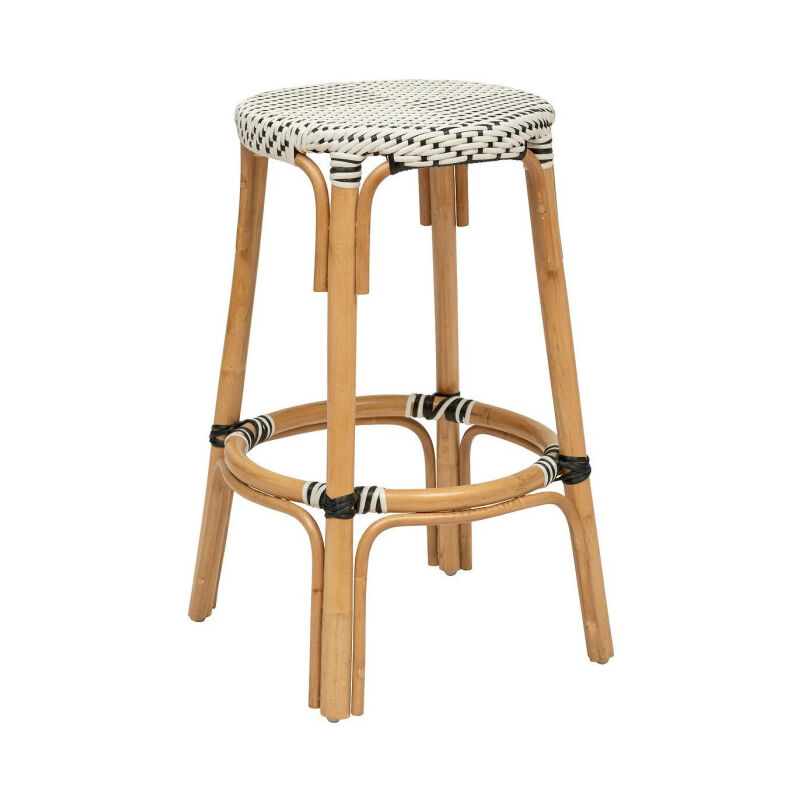 Atmosphera - Tabouret de Bar Bistrot en Rotin 'Trecia' 66cm Blanc