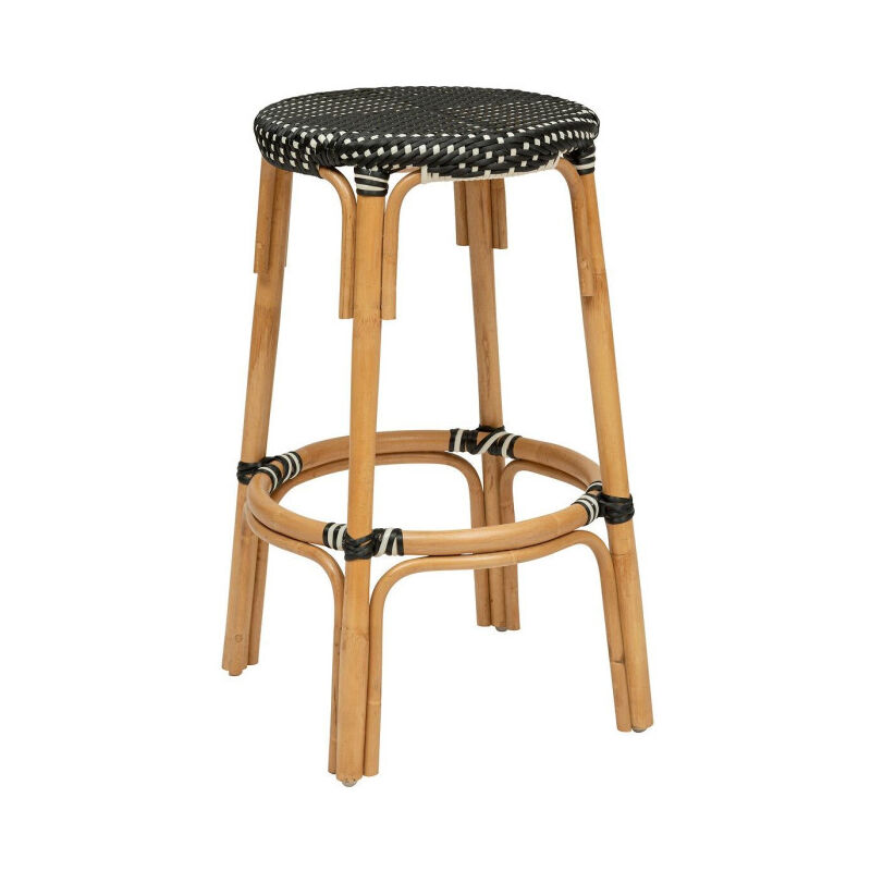 Atmosphera - Tabouret de Bar Bistrot en Rotin 'Trecia' 66cm Noir