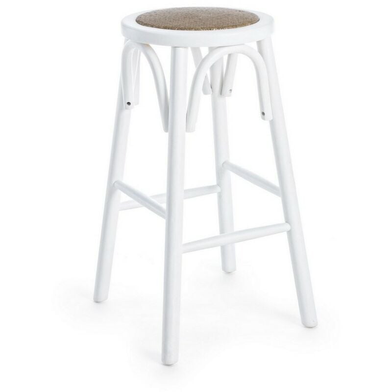 Bizzotto - Tabouret de bar blanc en bois naturel de style rustique Ø40a - 73h