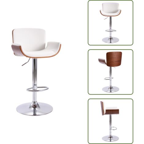 Tabouret de bar Blanc Similicuir - Chaise De Bar - Tabouret De Bar - Chaise Contemporaine - Chaise Blanche - Chaise Confortable