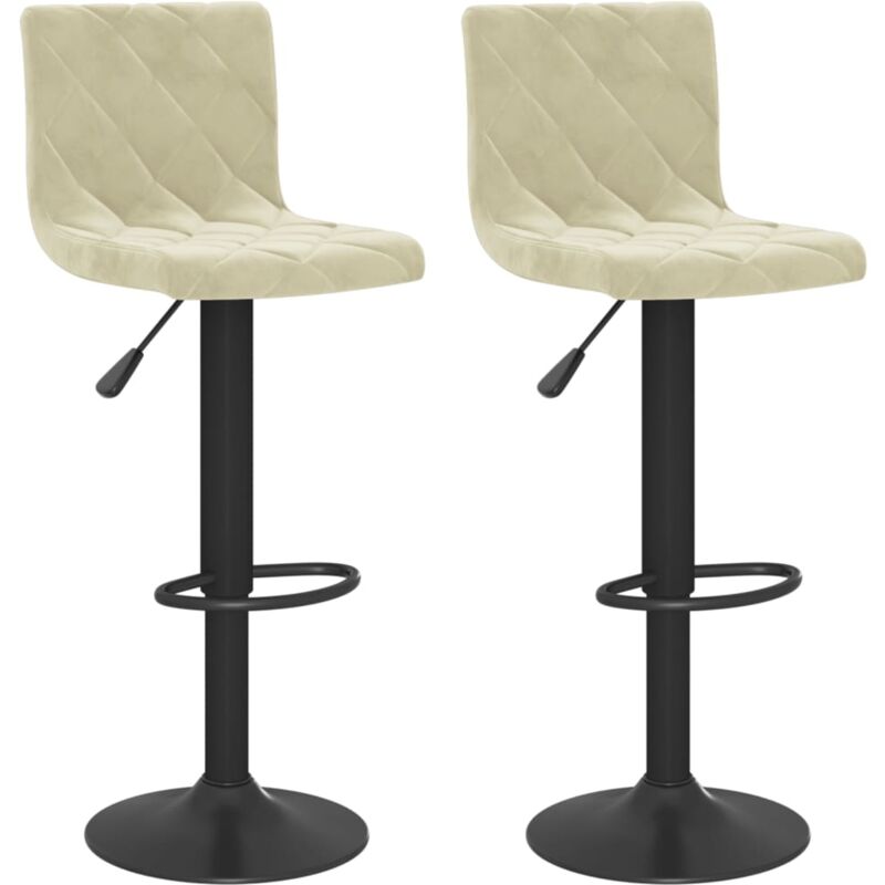 Tabourets de bar lot de 2 crème velours vidaXL