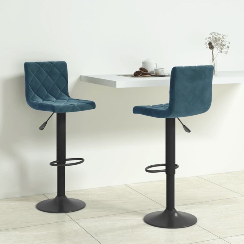 vidaXL Barhocker 2 Stk. Blau Samt