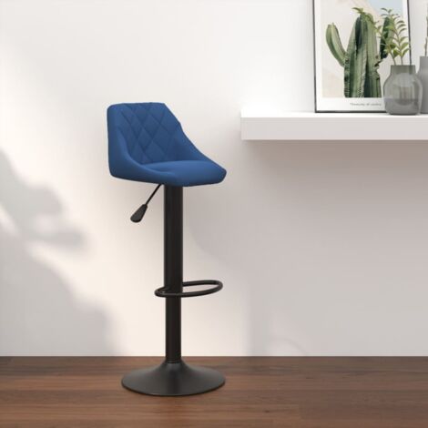 Vidaxl – Tabouret de bar bleu velours – Hauteur réglable 82-103 cm – Pivotant 360° – Repose-pied intégré – Acier robuste