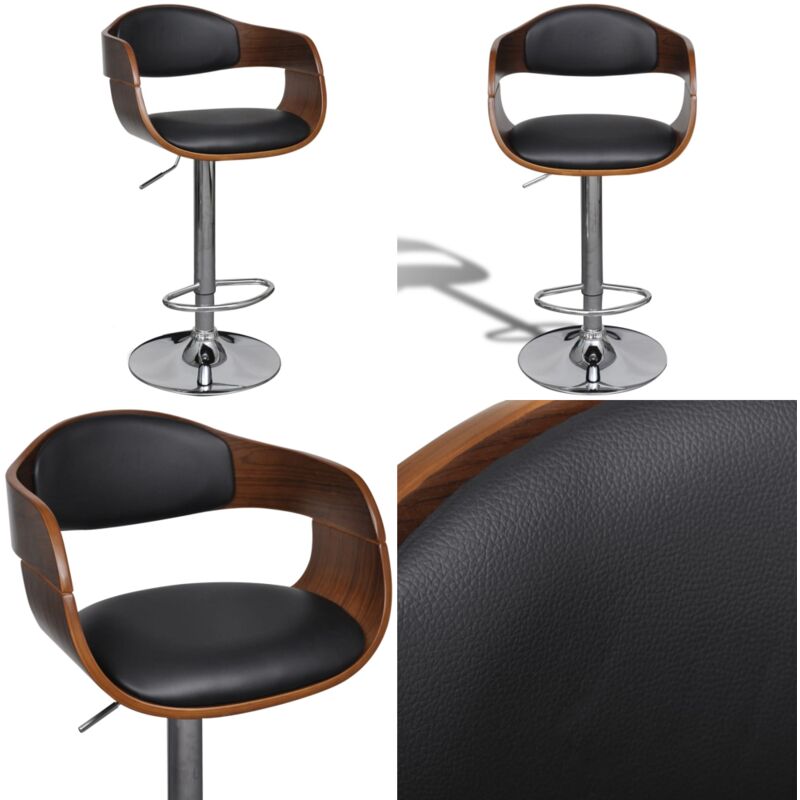 Vidaxl - Tabouret de bar bois courbé et similicuir - Tabouret De Bar - Tabouret De Cuisine - Chaise De Bar - Fauteuil De Bar - Meuble De Salon - Home