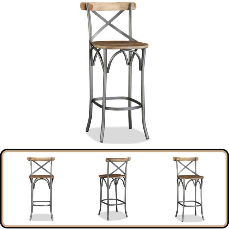 Vidaxl - Tabouret de bar Bois de manguier massif - Tabouret De Bar - Tabouret Industriel - Tabouret Cuisine - Mobilier Industriel - Chaise Haute