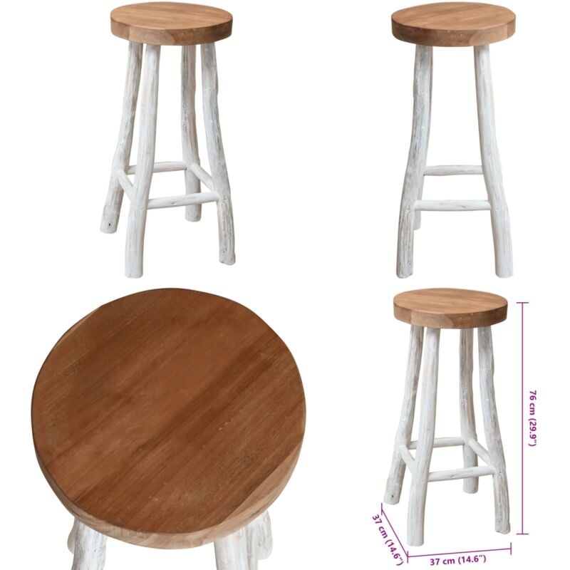Vidaxl - Chaise de bar Bois de teck solide - Tabouret De Bar - Chaise De Bar - Meuble De Salle à Manger - Mobilier Rustique - Teck - Home & Living