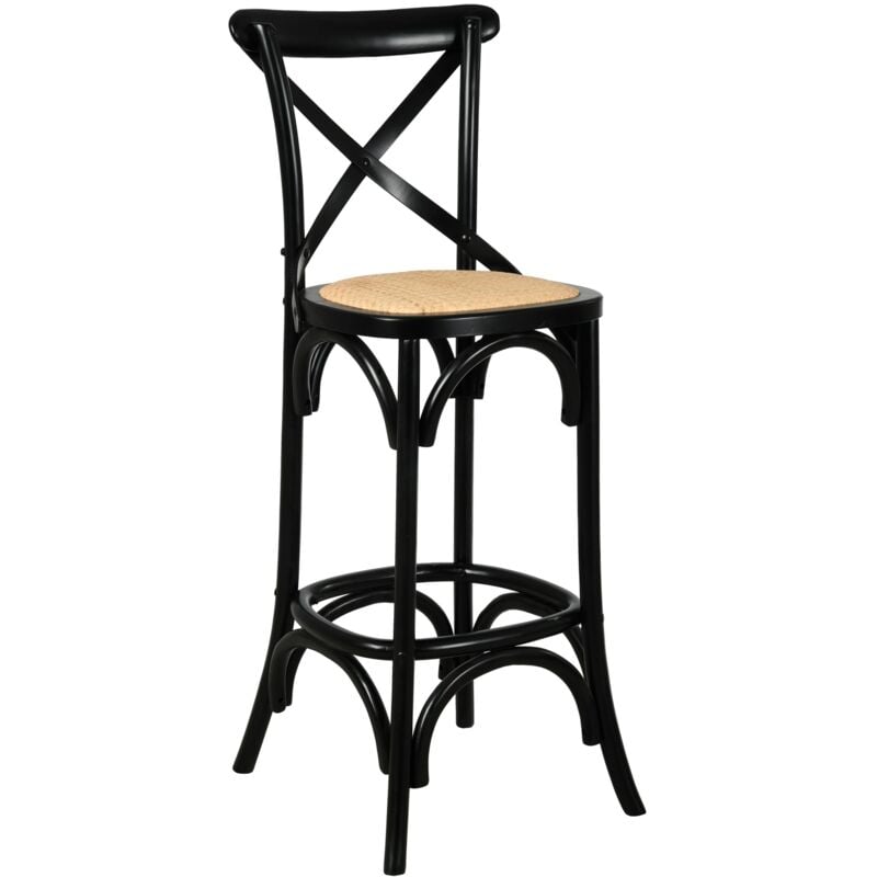 Aubry Gaspard - Tabouret de bar bois et rotin Bistrot chic