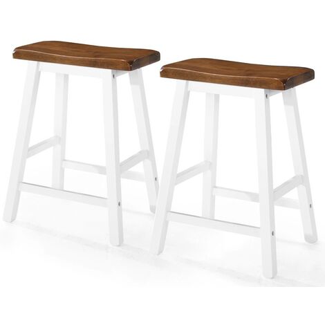 Tabouret de bar bois foncé et blanc Libe - Lot de 2