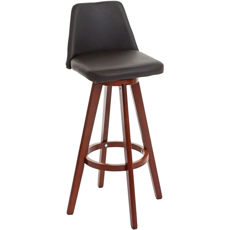 jamais utilisé] tabouret de bar hhg 569, chaise de bar tabouret de comptoir, bois similicuir pivotant marron - brown