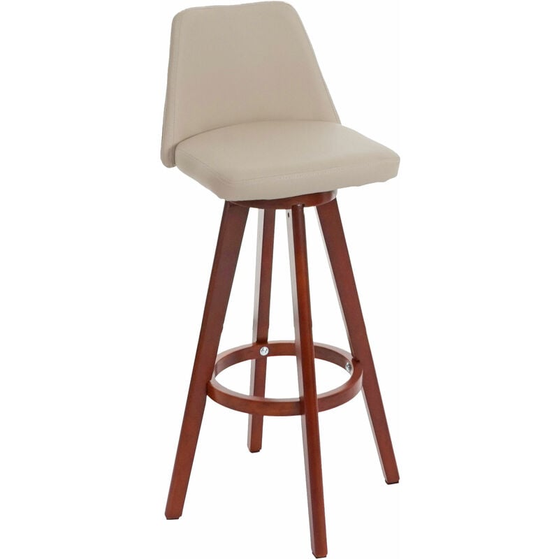 HHG - jamais utilisé] Tabouret de bar 569, chaise de bar tabouret de comptoir, bois similicuir pivotant, crème