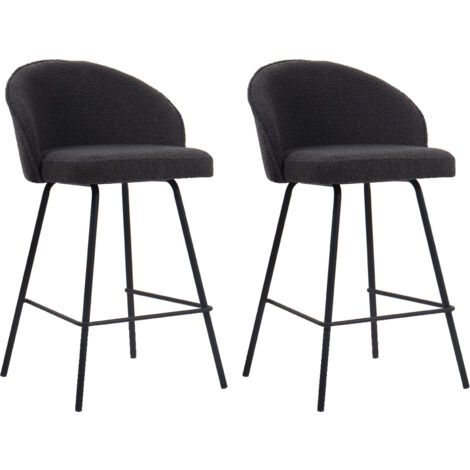 Tabouret de bar Bouclé Gris June Pieds en métal H87 x L52 x