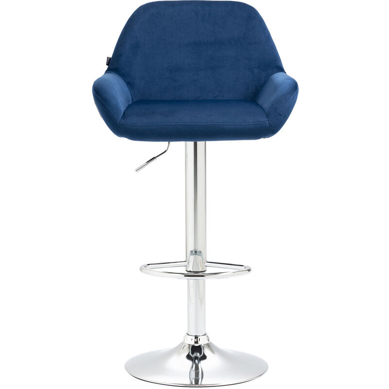 Tabouret avec pied en acier brillant et revêtement en velours différentes couleurs colore : bleu