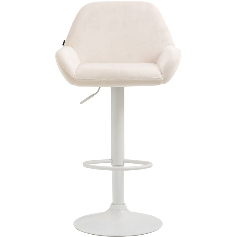 Tabouret avec pied en acier blanc et revêtement en velours différentes couleurs colore : Crème