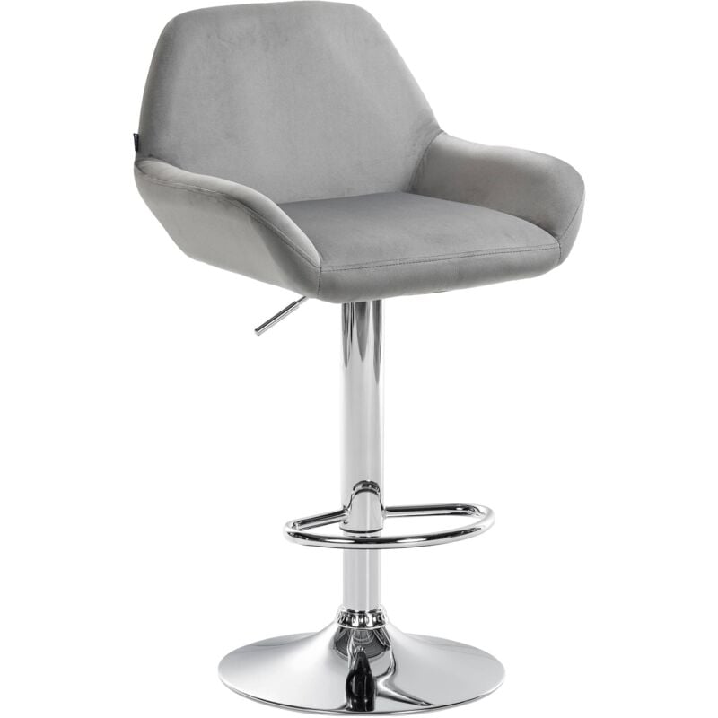 CLP - Tabouret avec pied en acier brillant et revêtement en velours différentes couleurs colore : Gris