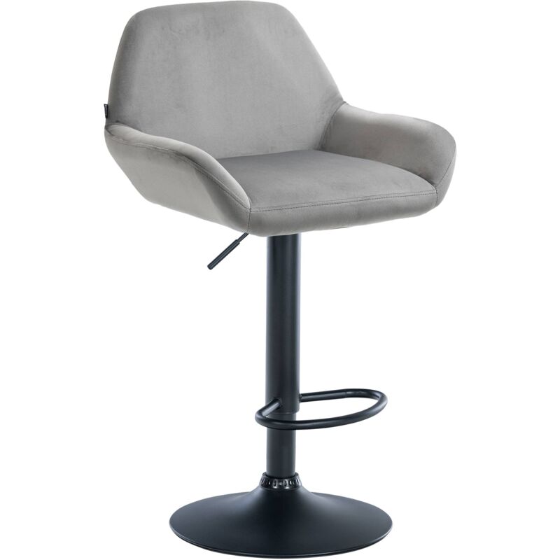 CLP - Tabouret avec pied en acier noir et revêtement en velours différentes couleurs colore : Gris