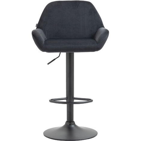 Tabouret de bar Braga Velours avec pied en métal réglable et pivotant Noir  Noir
