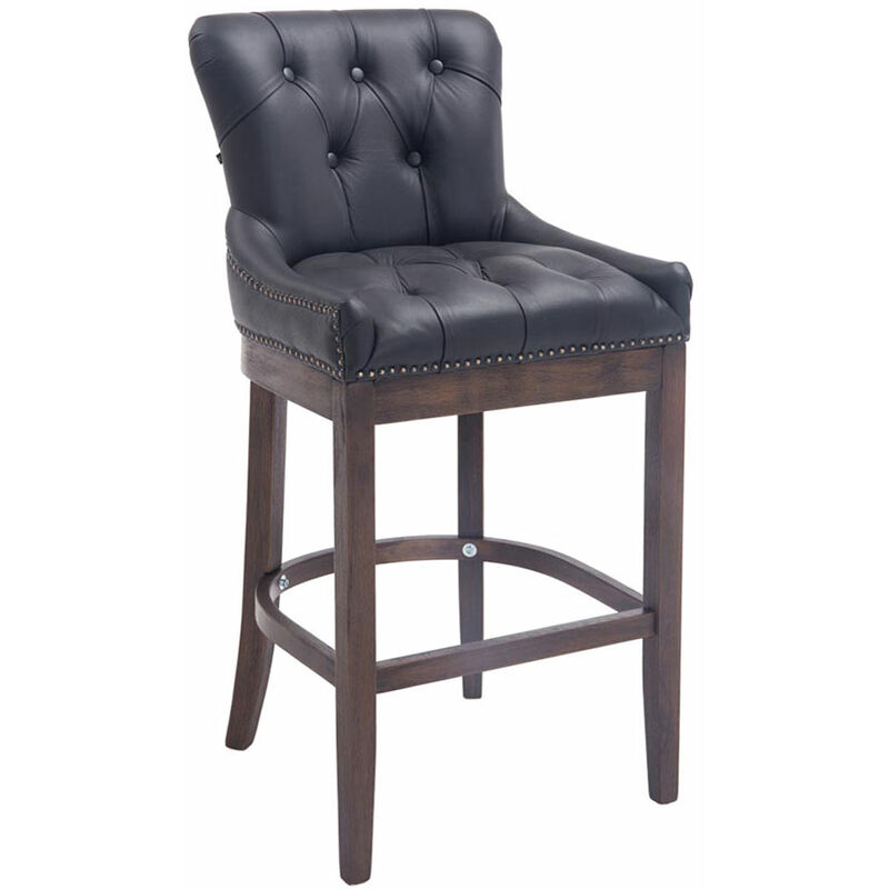 Tabouret de structure en bois élégant et session matelassée en cuir réel de différentes couleurs colore : noir