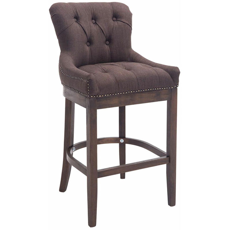 CLP - Tabouret de structure en bois élégant et session matelassée en différentes couleurs tissu colore : marron