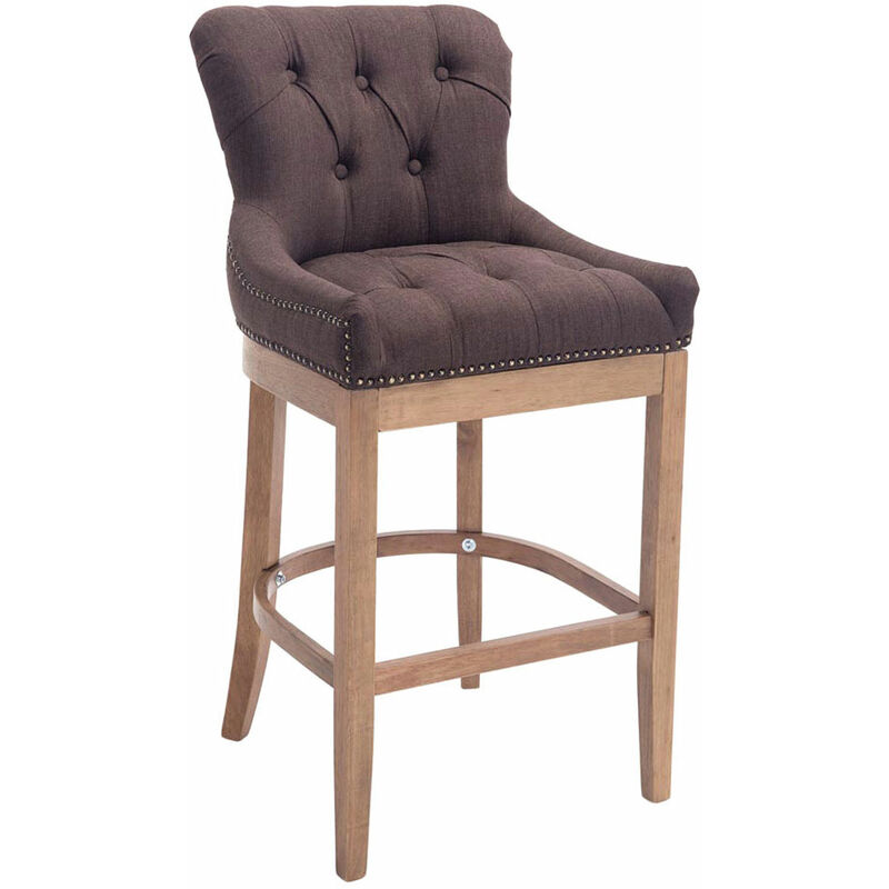 CLP - Tabouret avec cadre en bois clair et siège de tissu avec différentes boutons de couleurs colore : marron