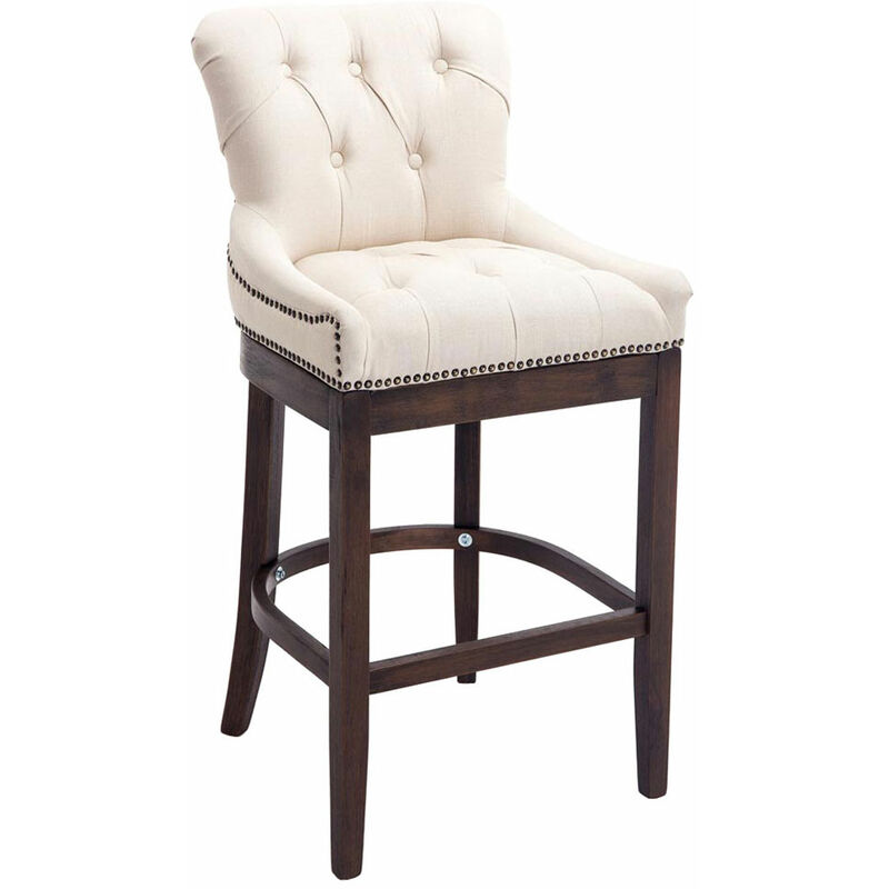 CLP - Tabouret de structure en bois élégant et session matelassée en différentes couleurs tissu colore : Crème