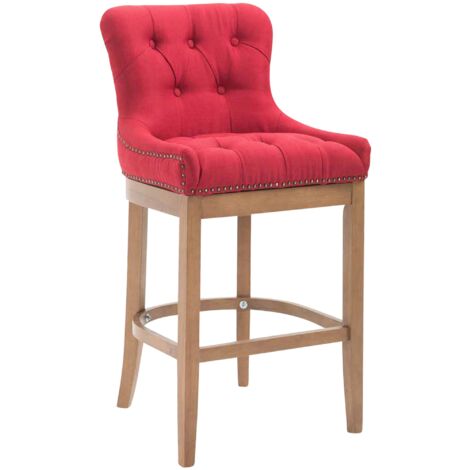 Tabouret de bar Buckingham tissu pieds antique-clair