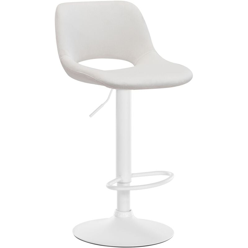 CLP - Tabouret de bar Camden velours Crème Métal blanc mat