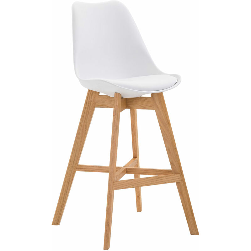 Tabouret en bois clair + siège en plastique robuste et différentes couleurs comme colore : Blanc