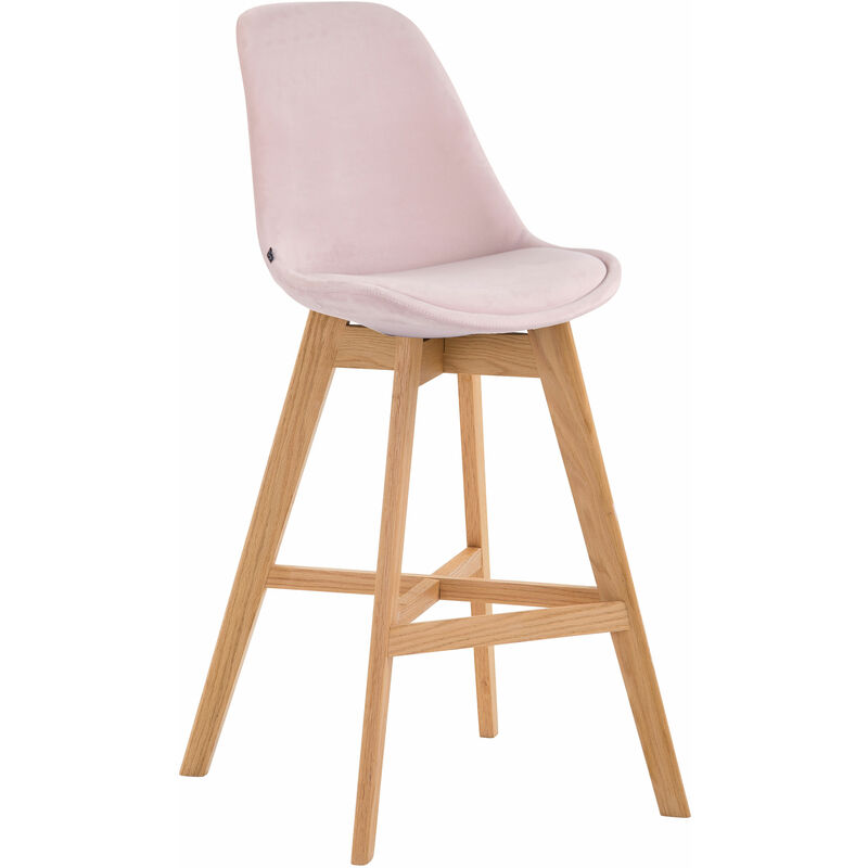 Tabouret avec cadre en bois clair et siège recouvert de velours différentes couleurs colore : rose