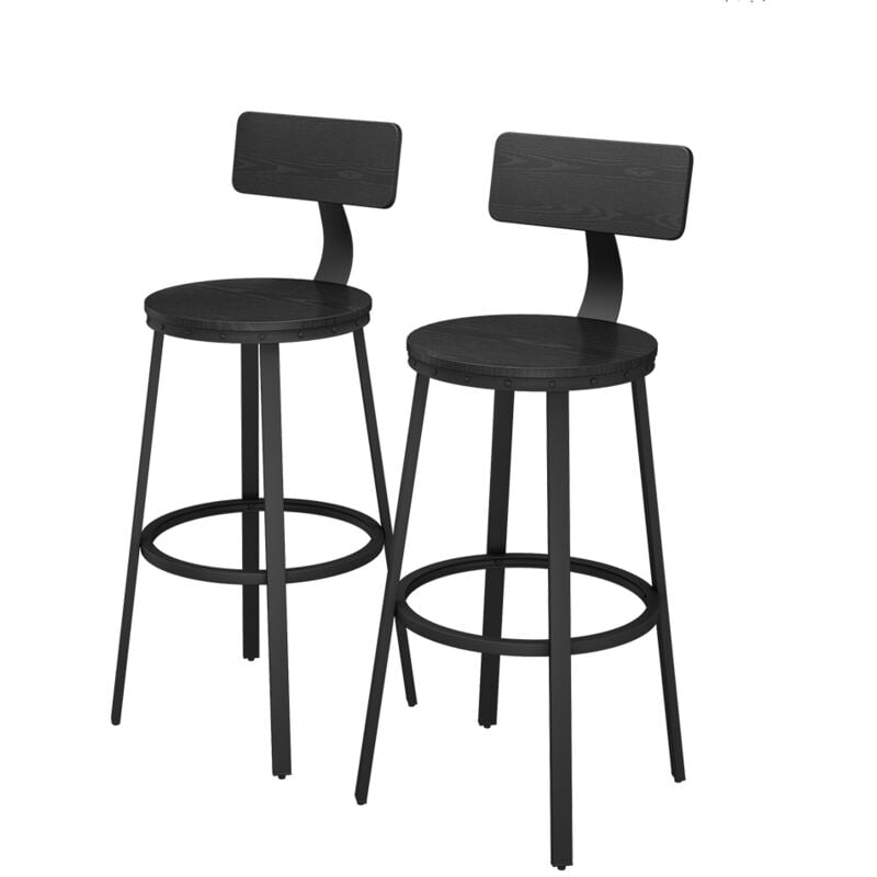 Vicco - Tabouret de bar Caracas, Noir, 34 x 102 cm 2 pièces