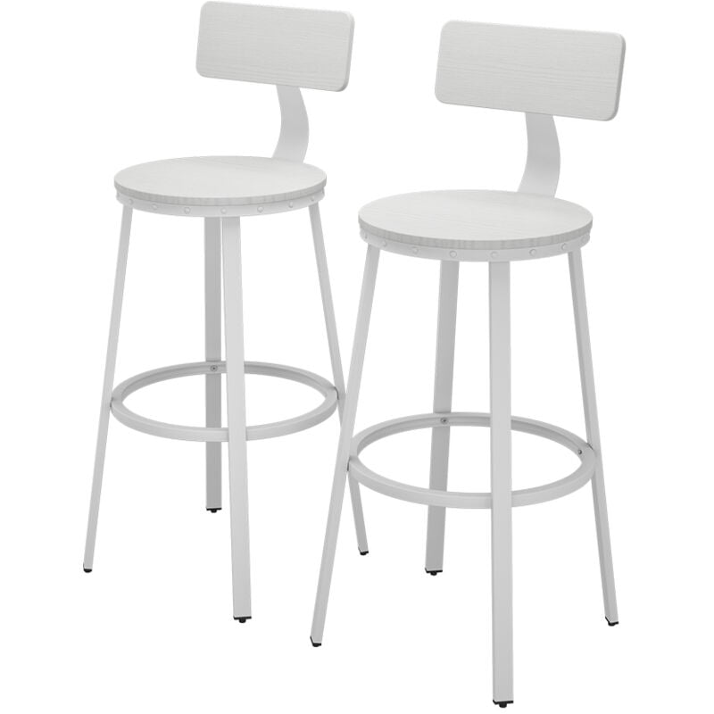 Vicco - Tabouret de bar Caracas, Blanc, 34 x 102 cm Lot de 2