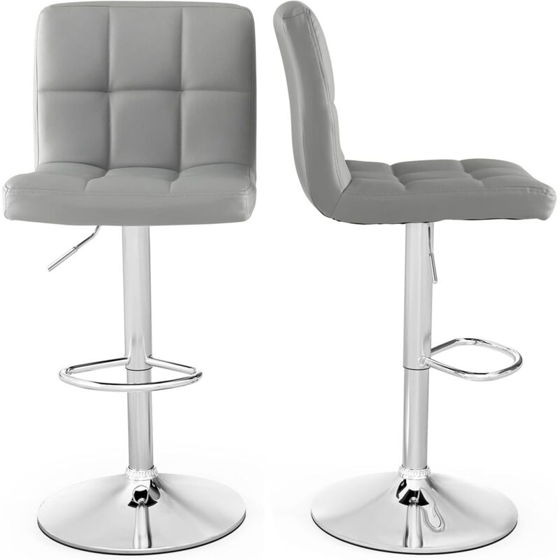 Tabouret de Bar, Chaise Bar Pivotante, Hauteur Réglable 65-85 cm, Chaise Bar Cuisine en PU, Repose-Pieds, Cadre en Métal Galvanisé,(Gris,2) Tabouret de Bar, Chaise Bar Pivotante, Hauteur Réglable 65-85 cm, Chaise Bar Cuisine en PU, Repose-Pieds, Cadre en Métal Galvanisé,(Gris,2)