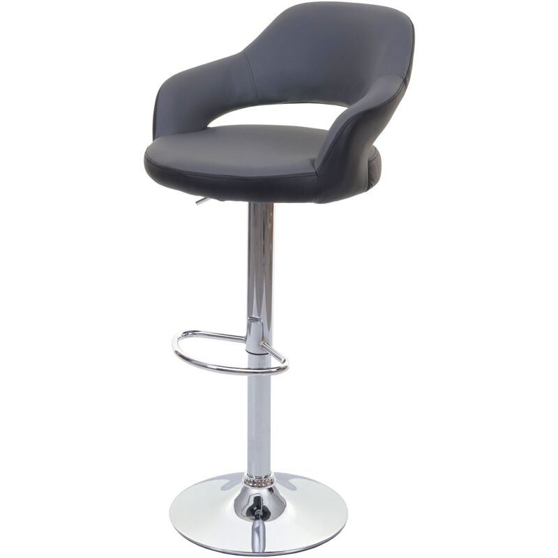 Décoshop26 - Tabouret de bar chaise de bar comptoir x1 pivotant avec dossier en pvc gris-noir 040005282
