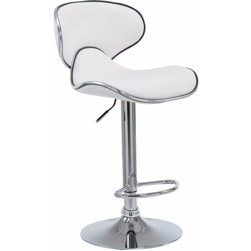 Tabouret de bar chaise de bar hauteur réglable avec repose pieds en synthétique blanc et métal 100000078