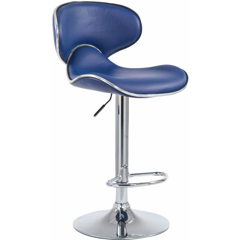 Décoshop26 - Tabouret de bar chaise de bar hauteur réglable avec repose pieds en synthétique bleu et métal 100000083