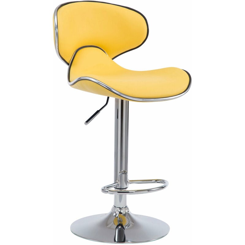 Tabouret de bar chaise de bar hauteur réglable avec repose pieds en synthétique jaune et métal 100000080
