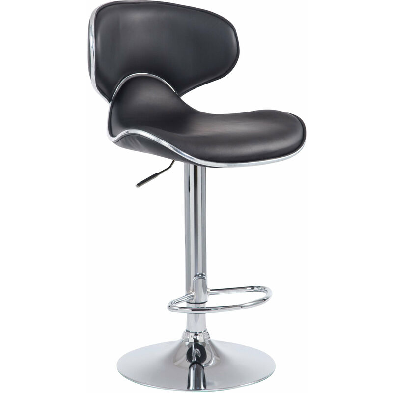 Tabouret de bar chaise de bar hauteur réglable avec repose pieds en synthétique noir et métal 100000077 Tabouret de bar chaise de bar hauteur réglable avec repose pieds en synthétique noir et métal 100000077