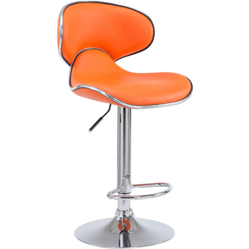 Tabouret de bar chaise de bar hauteur réglable avec repose pieds en synthétique orange et métal 100000082