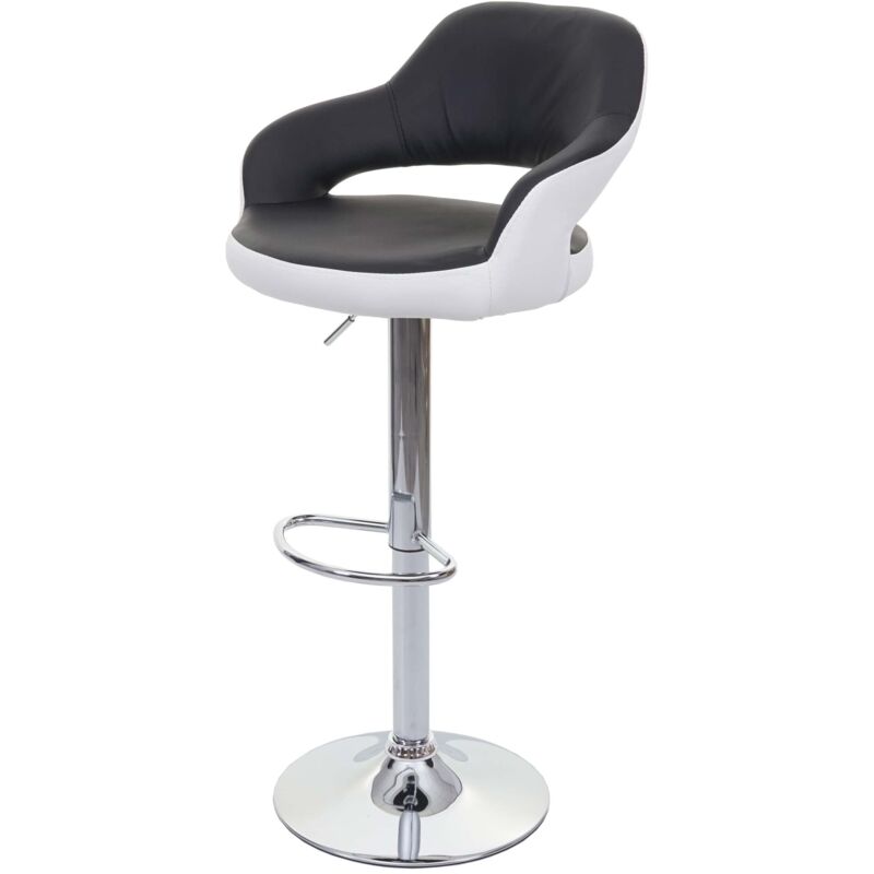 Décoshop26 - Tabouret de bar chaise de bar tabouret de comptoir pivotant avec dossier en pvc noir et blanc 040005281