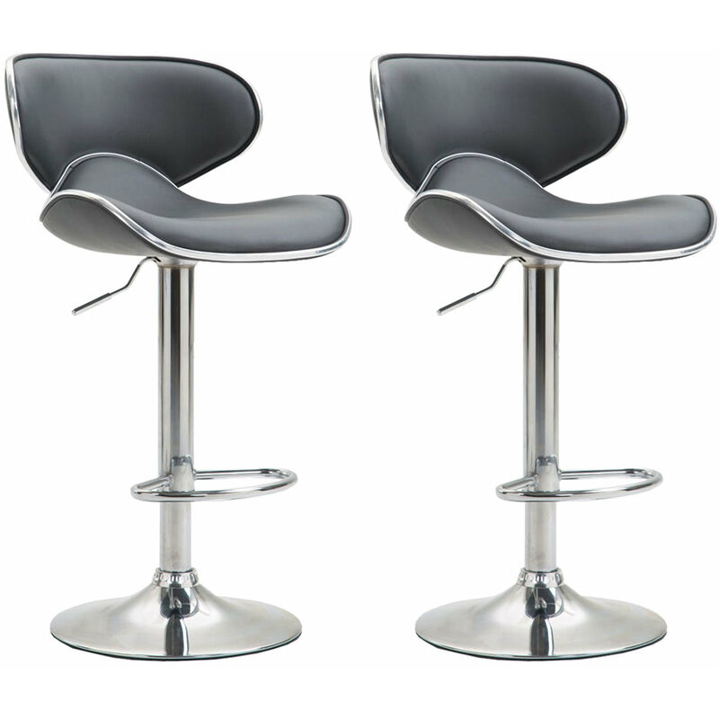 Décoshop26 - Tabouret de bar chaise de bar x2 hauteur réglable avec repose pieds en synthétique gris et métal TDB10131