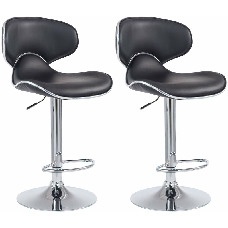 Décoshop26 - Tabouret de bar chaise de bar x2 hauteur réglable avec repose pieds en synthétique noir et métal TDB10122