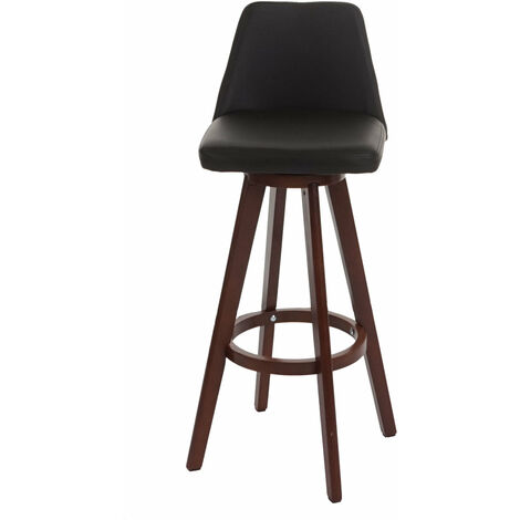 DÉCOSHOP26 Tabouret de bar chaise de comptoir en similicuir marron pivotant pieds en bois foncé - marron