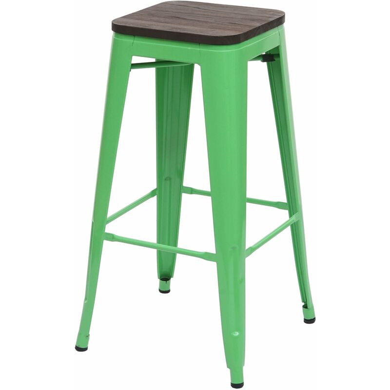 Décoshop26 - Tabouret de bar chaise de comptoir siège en bois avec repose-pieds design industriel empilable en métal vert - vert