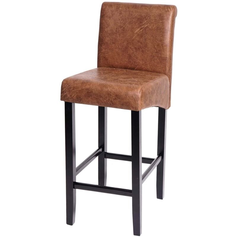 Décoshop26 - Tabouret de bar chaise de comptoir x1 en tissu imitation daim pieds en bois foncés 040008582