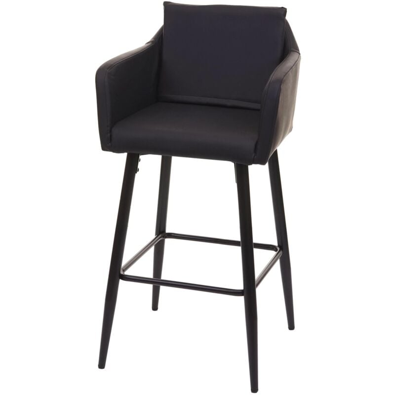 Tabouret de bar chaise haute comptoir avec repose-pieds en métal assise en synthétique noir design moderne 040001206