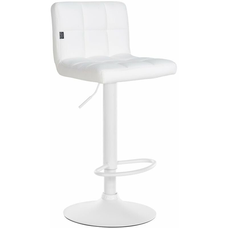 Décoshop26 - Tabouret de bar chaise haute de bar pied trompette métal blanc siège synthétique blanc TDB10614