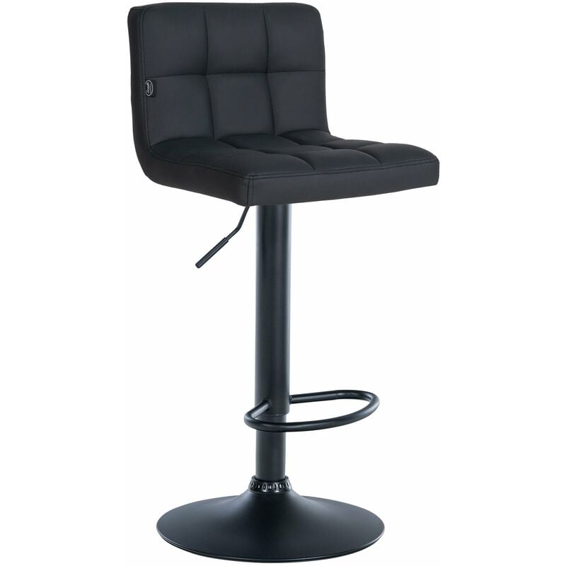 Décoshop26 - Tabouret de bar chaise haute de bar pied trompette métal noir siège synthétique noir TDB10613