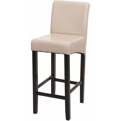 Tabouret de bar chaise haute de bar pieds en bois foncé assise en synthétique crème 040001237