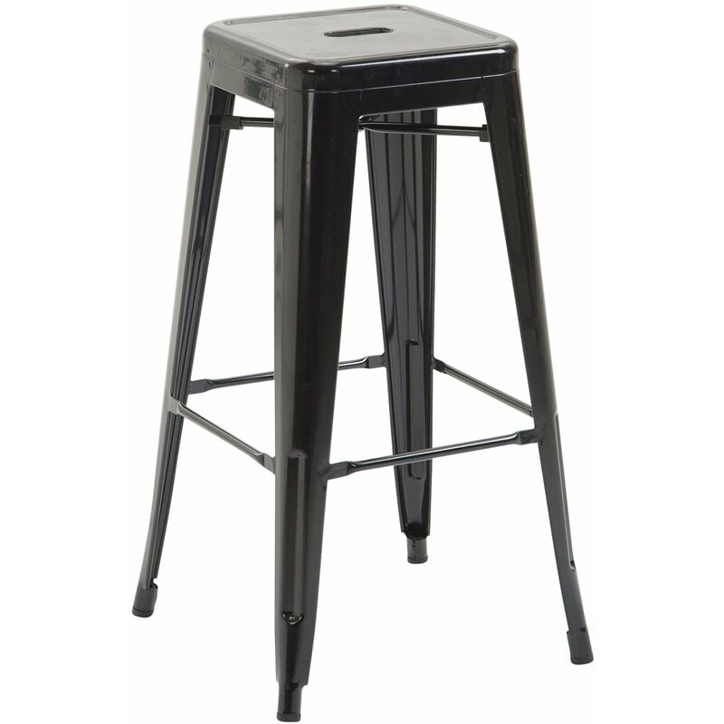 Décoshop26 - Tabouret de bar chaise haute de comptoir style industriel en métal noir 100000144
