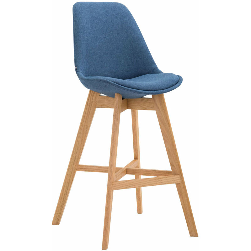 Décoshop26 - Tabouret de bar chaise haute design scandinave moderne en tissu bleu 100000929
